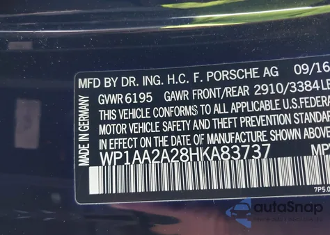 2017 Porsche Cayenne from USA, damaged, VIN WP1AA2A28HKA83737